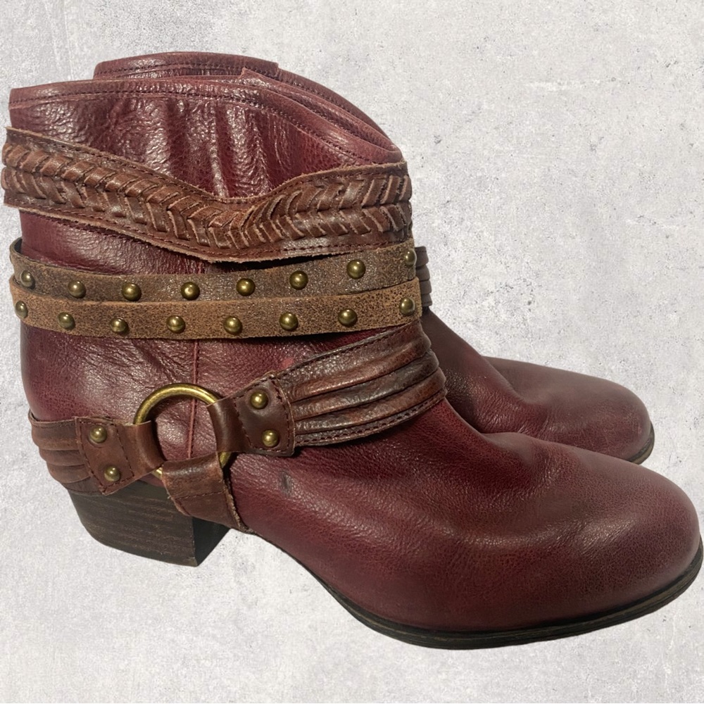 Jessica Simpson Leather Studded Studded Harness Moto Ankle Boots 7.5